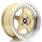 JR Wheels JR6 15x7 ET35 4x100 Gold w/ Machined Lip - Image 2