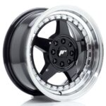 JR Wheels JR6 15x7 ET25 4x100/108 Gloss Black w/ Machined Lip - Image 2