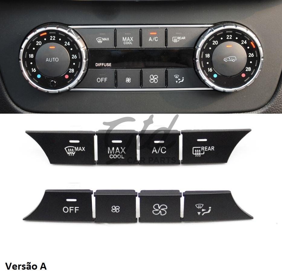 Conjunto de 8 Botões Módulo Ar Condicionado Mercedes-Benz ML GL GLS W166 W292 2012-2019 Versão A