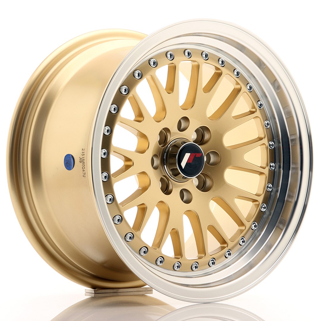 32844_0_23601 JR Wheels JR10 15x8 ET20 4x100/108 Gold w/ Machined Lip - Image 1