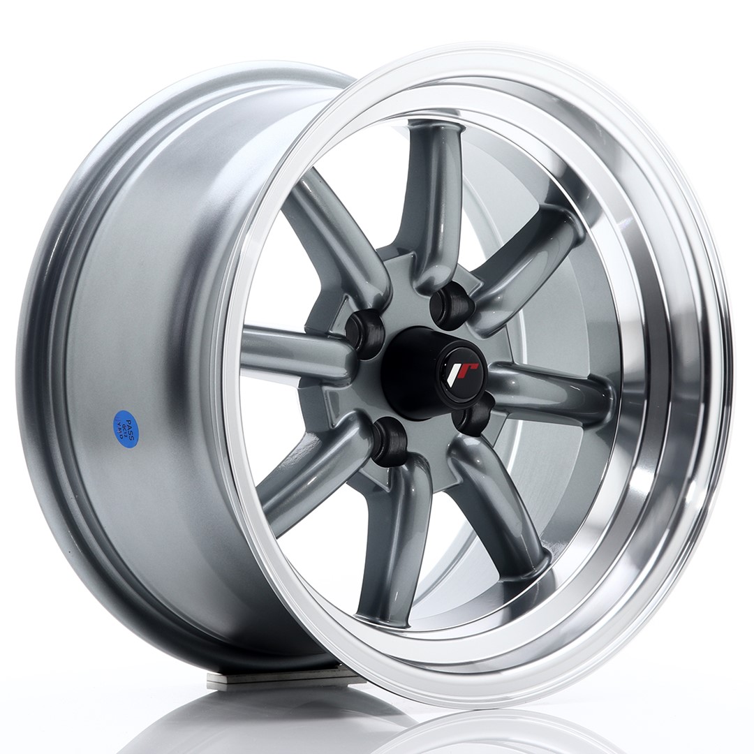 34902_0_24538 JR Wheels JR19 15x8 ET0 4x100 Gun Metal w/ Machined Lip - Image 1